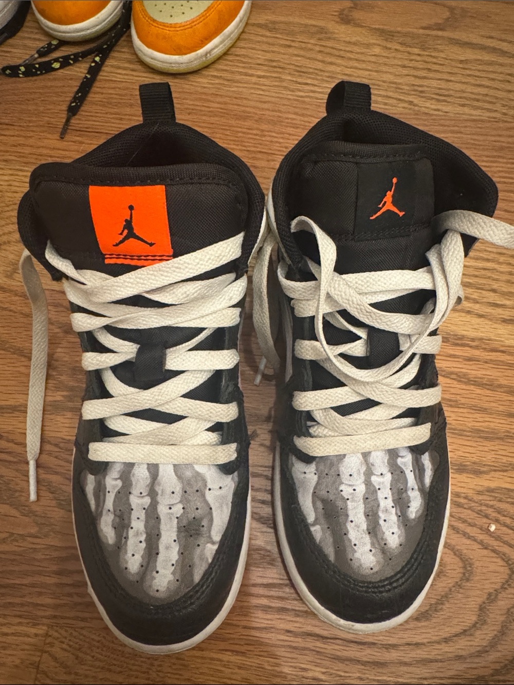 Nike Kids Black, Gray and Orange High-Top Sneakers